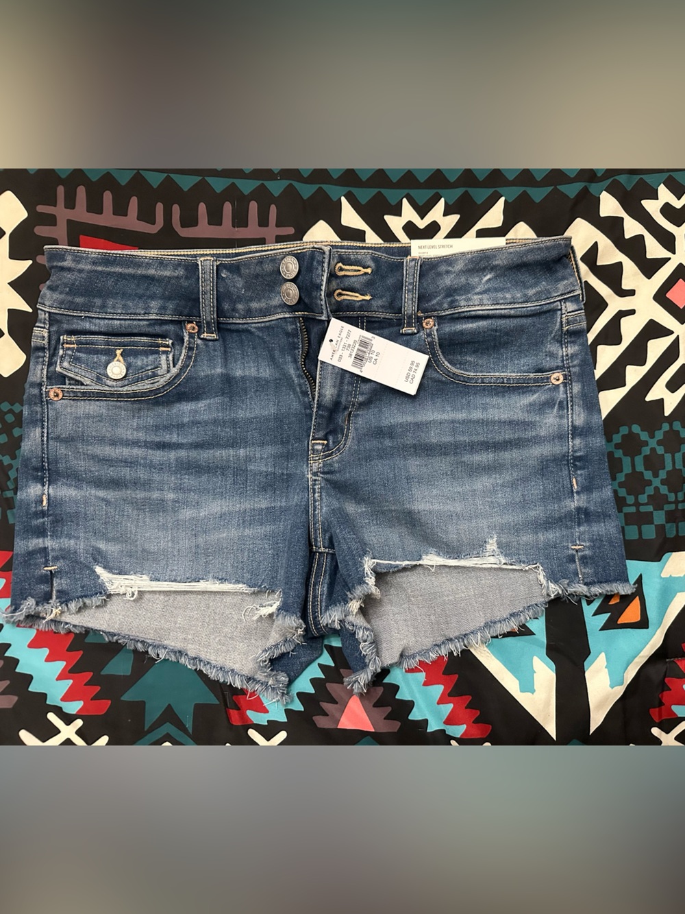 American Eagle Outfitters NEXT LEVEL SHORTIE Distressed Blue Denim Jean Shorts